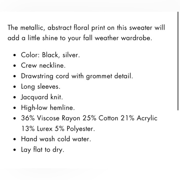 Joseph Ribkoff Metallic Jacquard Pullover Sweater Small Black - Picture 5 of 9